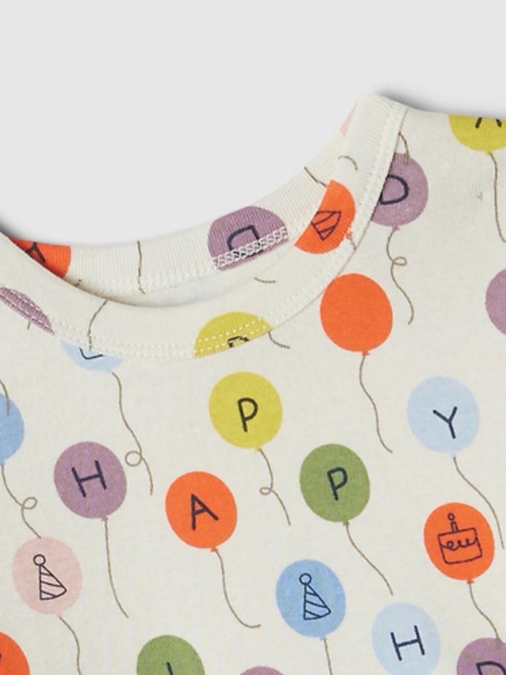Gap 100% organic cotton Kids Balloon happy birthday Long-Sleeve Pajama Set NEW - Picture 2 of 3